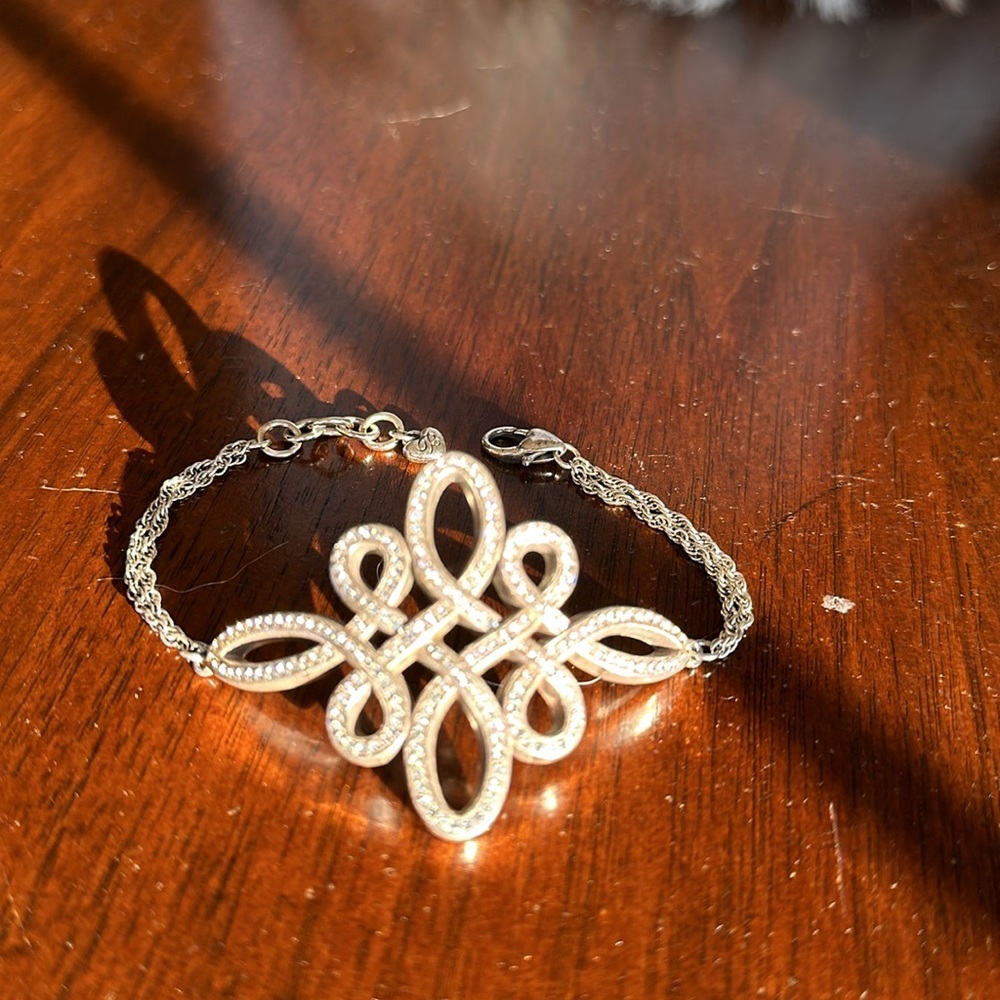 Brighton KNOTTINGHAM Celtic Cross Clear Swarovski Crystal Silver Bracelet RARE - Picture 3 of 11
